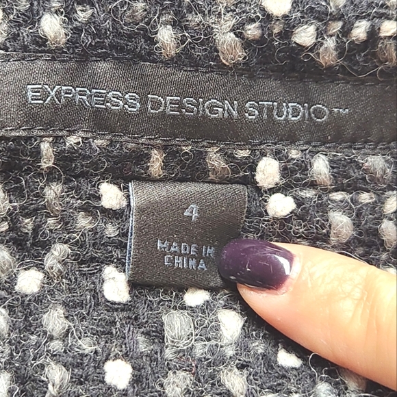 Express Design Studio Tweed Wool Blend 3/4 Sleeve Jacket Blazer 4 - Picture 9 of 9